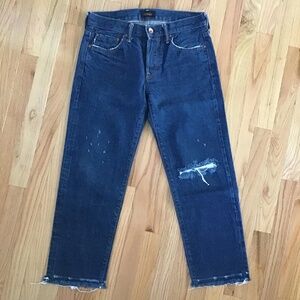Chimala Selvedge Dark Wash Ankle Cut Distressed Jeans (seen on Jenna Lyons) SZ26